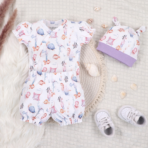 ABN-5490 Underwater World Nini babasapka - organikus pamut, puha, lélegző, légáteresztő