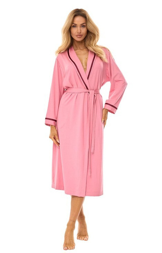 2506 Női hosszú viszkóz köntös L&L rózsaszín - könnyű, légáteresztő