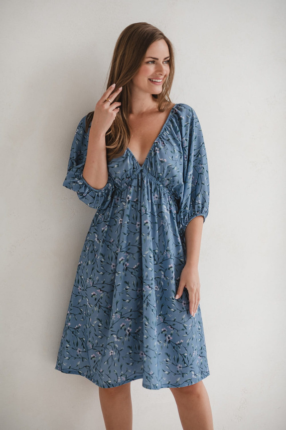 Milk Sun Kismama és szoptatós ruha Milk&Love kék virágos ruha