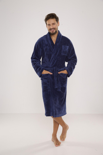 811 De Lafense férfi plüss fürdőköpeny - farmer