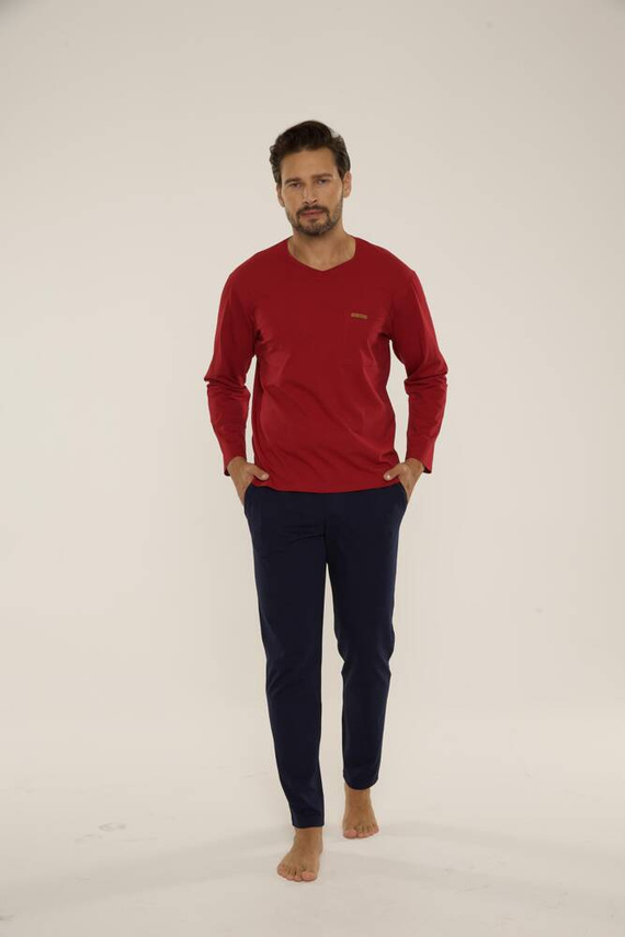 683 Kevin Forex Férfi pizsama - bordó - tengerészkék