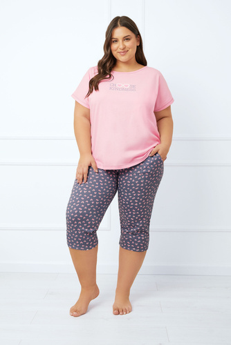 Lotte Női pizsama rövid ujjú, 3/4 nadrágos olasz divat - rózsaszín/print