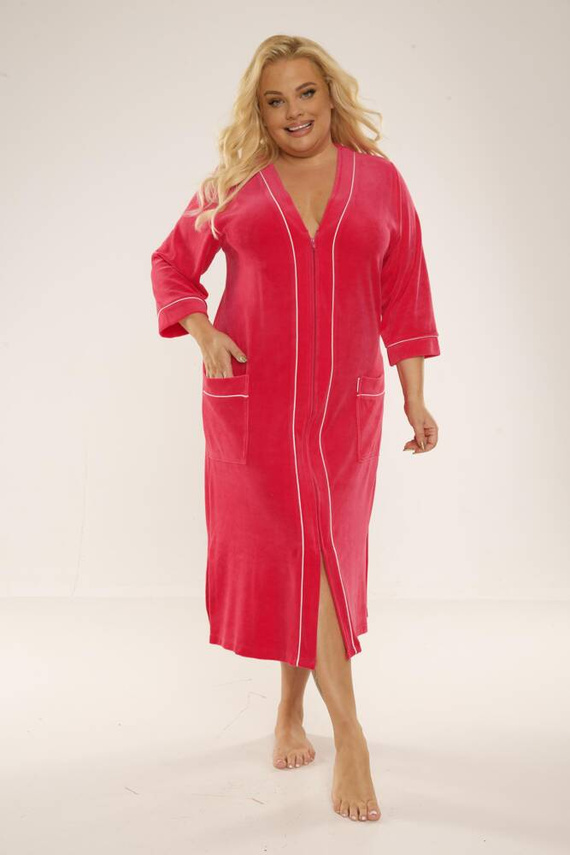 974 / 352 Velúr Forex női köntös - málnaszínű