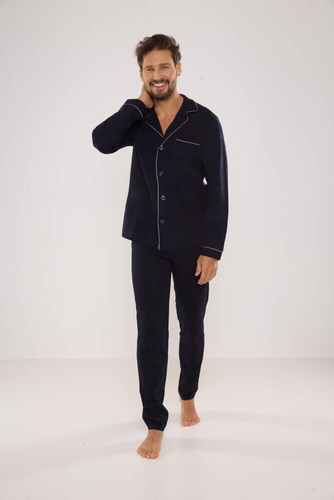 729 Norberto Férfi pizsama De Lafense - sötétkék