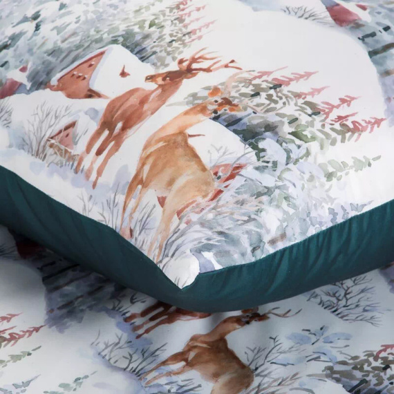 Tündérország karácsonyi ágynemű Eurofirany mikroszálas zöld téli tájképből - puha, könnyű és könnyen ápolható, cipzárral zárható
