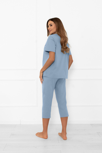 Női pizsama Ksara - rövid ujjú, 3/4-es nadrág, pamut Italian Fashion - steel