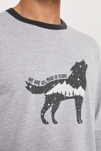 Tikal Férfi hosszú ujjú, hosszú nadrág olasz divat - melange/grafit