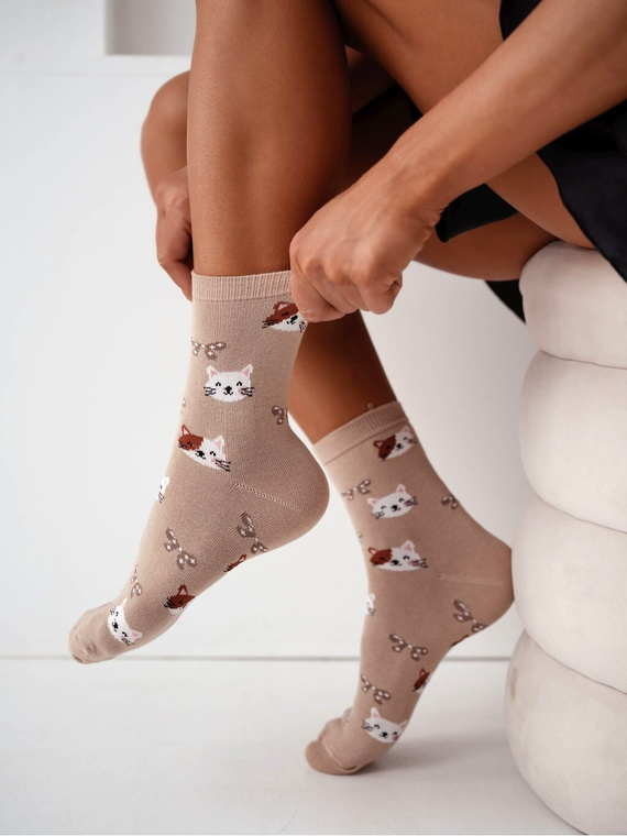 Milena 0200-241 inői pamut zokni – bordázott, kényelmes mindennapra beige