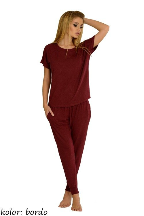 524 Paula női pizsama De Lafense - bordó színű