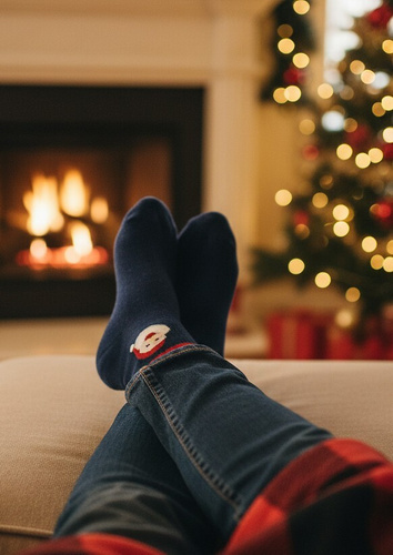 U04.N56 Zokni Christmas Gatta - uniszex pamut zokni karácsonyi motívummal, minta 999 navy