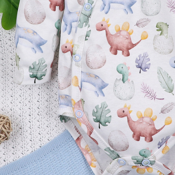 ABN-5561 Dino Explorer borítékos bodysuit Nini | Organikus pamut újszülött babának