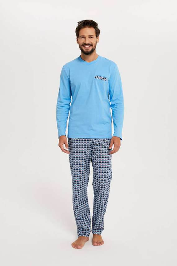 Jaromir Férfi hosszú ujjú, hosszú nadrág olasz divat - kék/print