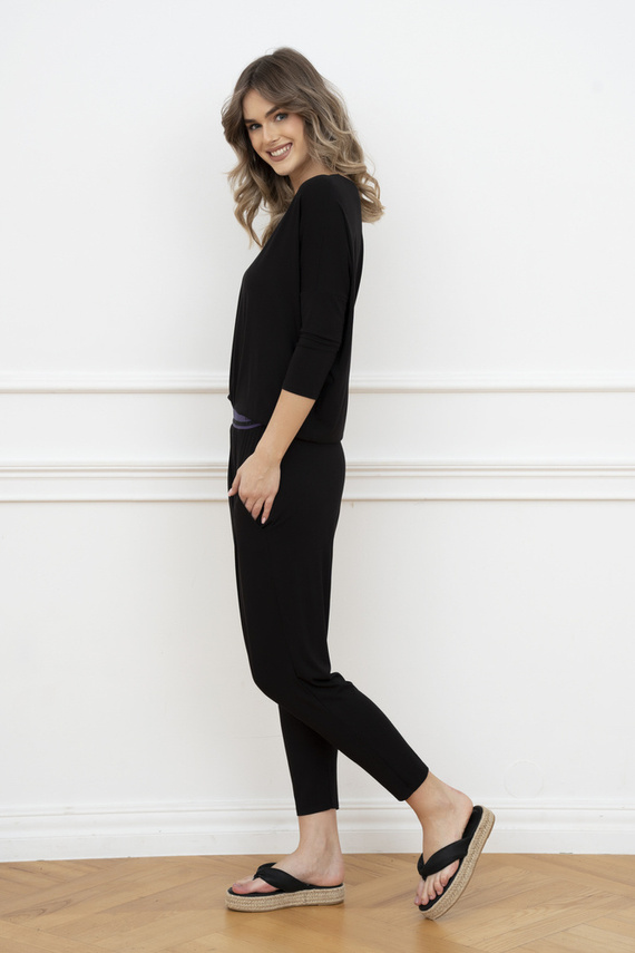 Stílus Női 3/4 ujjú szett, hossza.olasz divatnadrág fekete