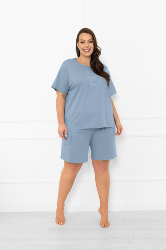 Női pizsama Ksara Italian Fashion - pamut, rövid ujjú és rövidnadrág - acél