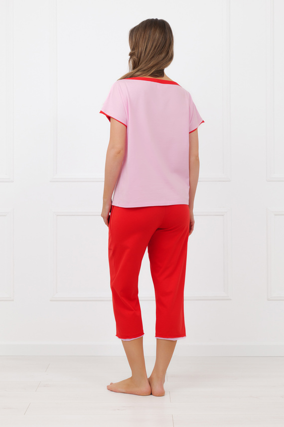 Sabrina Italian Fashion női pizsama 100% pamut – rövid ujj, 3/4 nadrág