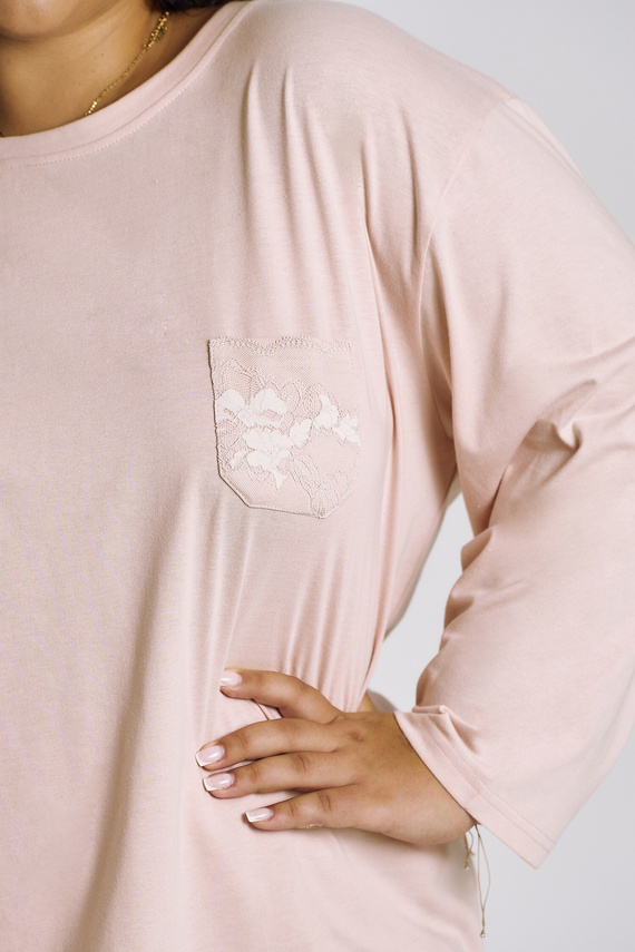 Nori 3468 Taro női pizsama rózsaszín pamut 7/8 ujjú, kényelmes Nori 3468 Taro női pizsama rózsaszín pamut 7/8 ujjú