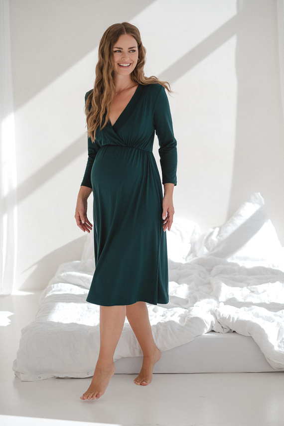 Star Light Terhesség és szoptatás bambusz hálóing 7/8 Milk&Love palack zöld - lélegző, kórházi, kényelmes szoptatáshoz