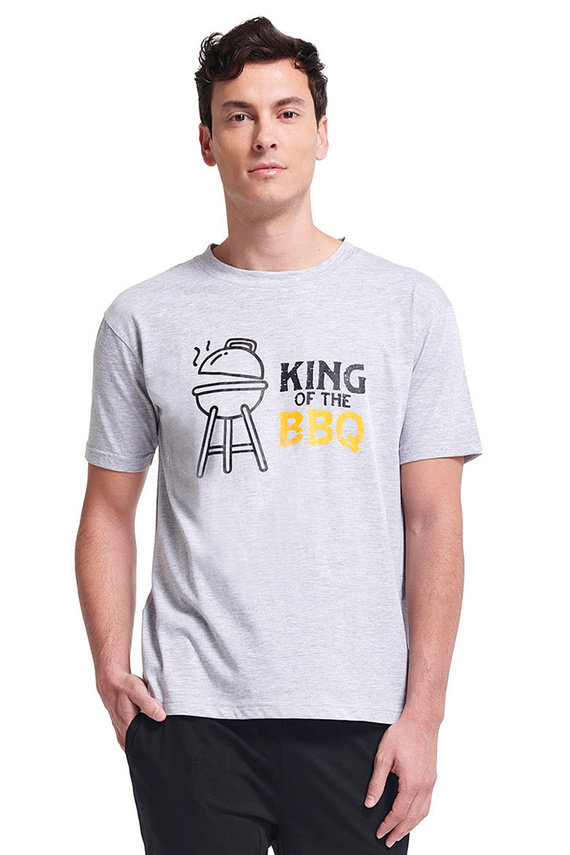 Gianny Férfi Sorbetto szürke pizsama - rövid ujjú, rövidnadrág, nyomtatott, pamut, pamut