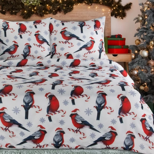 Melody karácsonyi ágynemű mikroszálas Eurofirany piros díszített karácsonyi nyomtatással