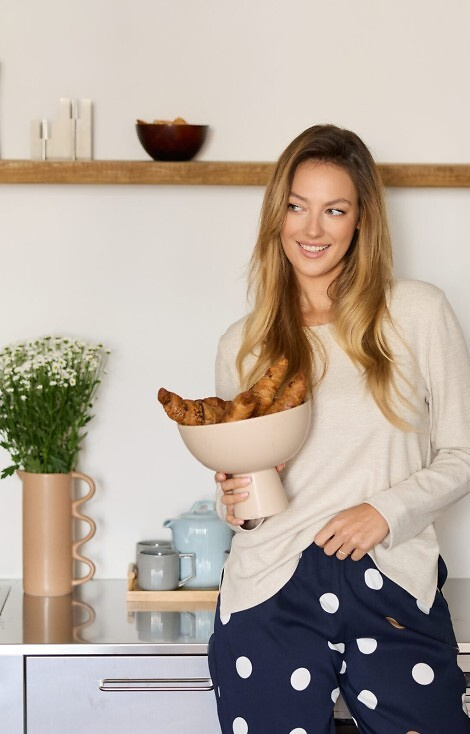 Oceane PW85 Női Mefemi-viscose pizsama, borsó színben, masnival