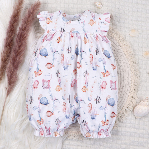 ABN-5481 Vízalatti világ Nini babaruha - organikus pamut, rövid ujjú, rövid ujjú