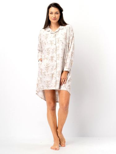 Hálóing LND 567 Key bézs - hosszú ujjú, gombos, poliészter