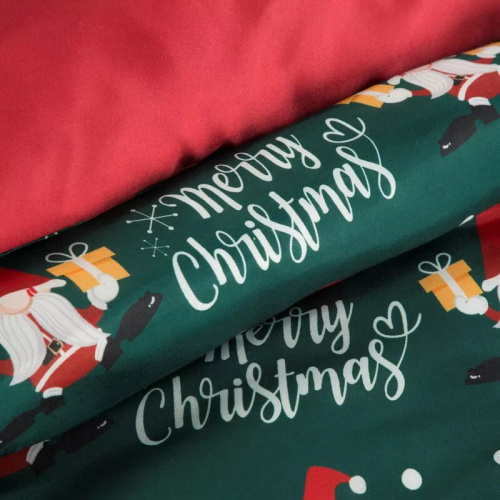 Galdor karácsonyi ágynemű Eurofirany mikroszálas zöld piros gnómok - puha, könnyű és könnyen ápolható, cipzárral zárható