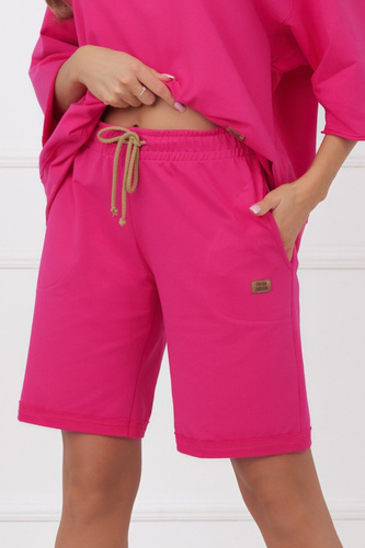 Női pamut rövidnadrág Kaori Italian Fashion zsebekkel - fukszia