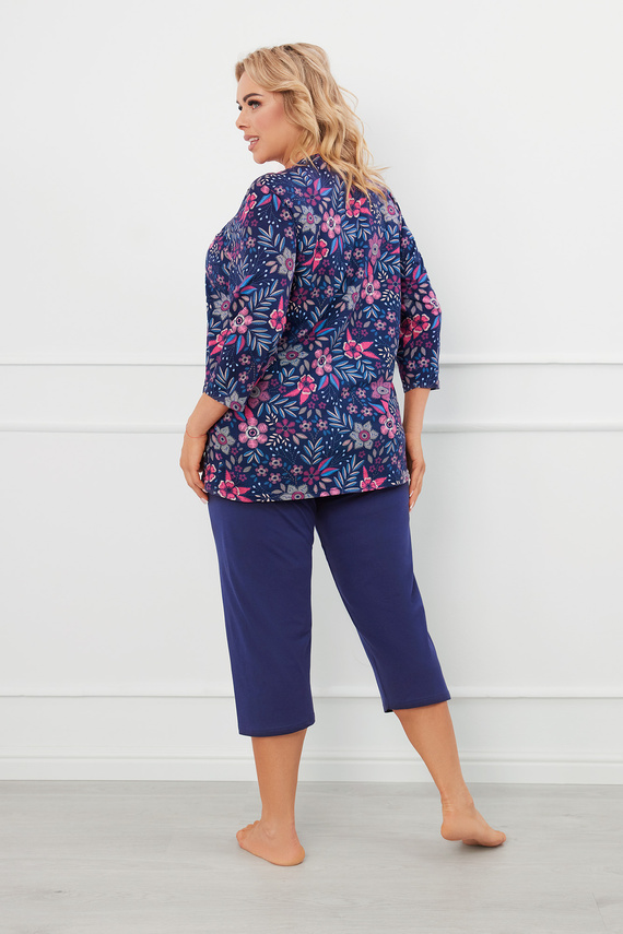 Topana Női pizsama 3/4 ujjú, 3/4 nadrágos olasz divat - print/zöld