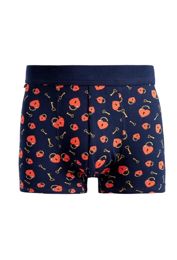 Férfi Moraj MBX600-366 'Love Stock' boxeralsó - prémium pamut, sötétkék, ajándék üvegedényben