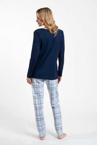 Emilly Kigombolatlan női hosszú ujjú pizsama és nadrág olasz divat -gránát/print