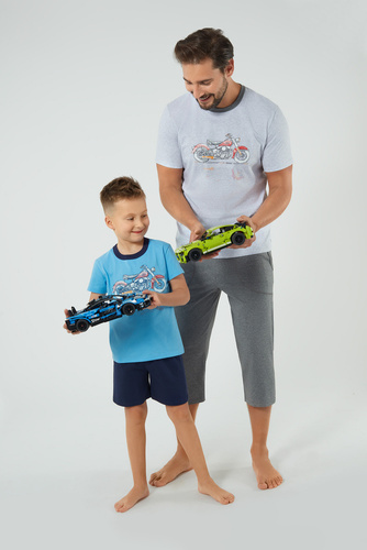 Junak férfi rövid ujjú és 3/4 nadrág olasz divat - j.mélange/r.melange