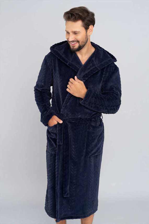 Zygmunt Férfi fürdőköpeny kapucnival Italian Fashion - tengerészkék