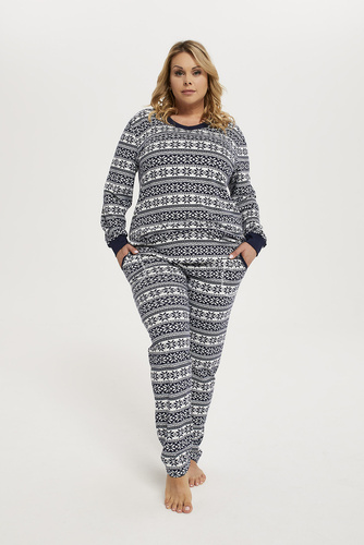 Alaska Női pizsama hosszú ujjú, hosszú nadrágos olasz divat - print/zöld