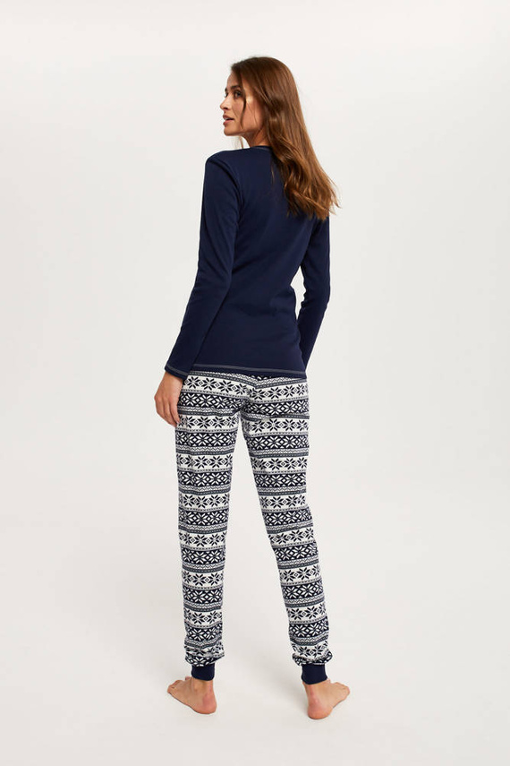 Arktyka Női pizsama hosszú ujjú, hosszú nadrágos olasz divat - tengerészkék/nyomatos