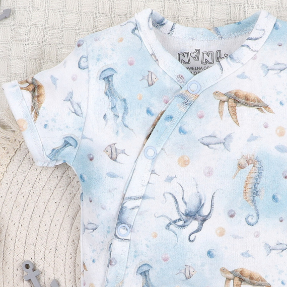 ABN-5443 Sea Of Joy Nini rövid ujjú borítékos body - organikus pamut, babák számára