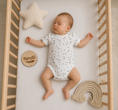 Mamatti BK16225 baba body rövid ujjú csillagmintás pamutból