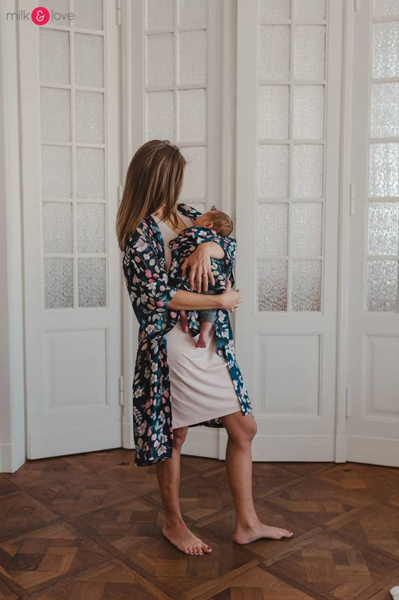 Moon bambusowa koszula nocna ciążowa i do karmienia Milk&Love beżowy