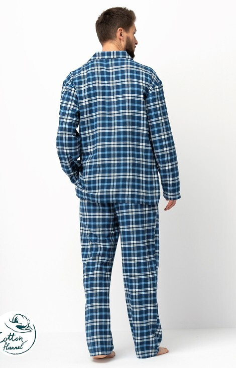 MNS 492 Key jeans férfi pizsama - kockás flanel, pamut