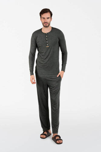 Amigo Férfi hosszú ujjú pizsama, hosszú nadrág Italian Fashion - sötét melange