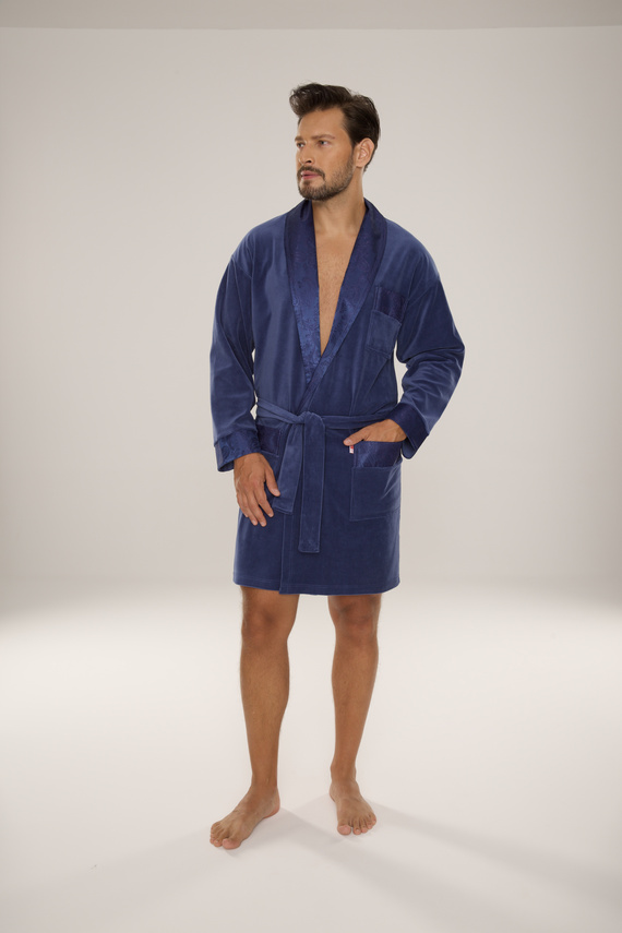 866 Noble Férfi De Lafense velúr fürdőköpeny - rövid, elegáns, pamut - denim