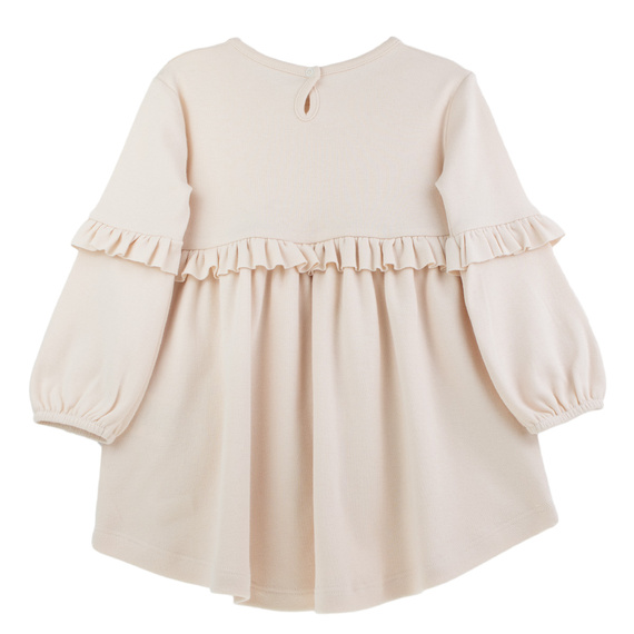 141973 Nicol hosszú ujjú ruha - bézs, pamut, fodrokkal