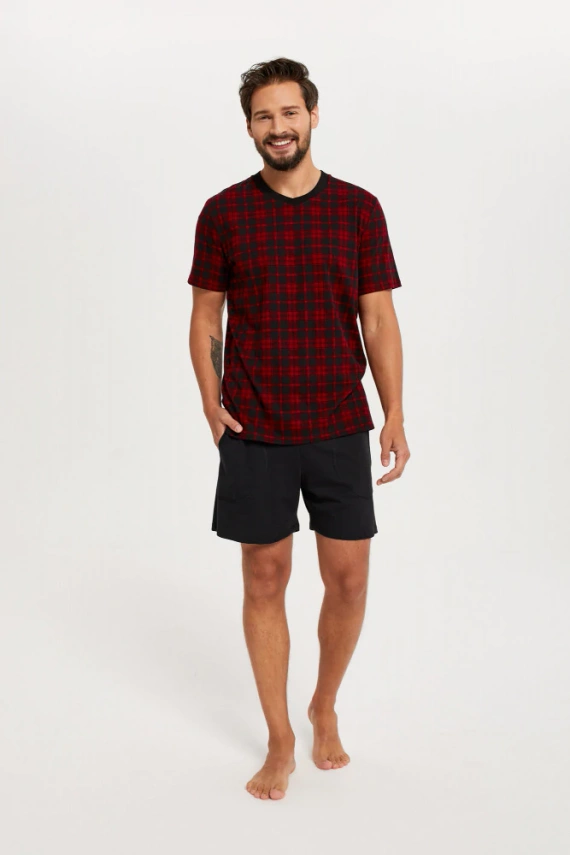 Elijah Férfi rövid ujjú pizsama és rövidnadrág Italian Fashion - print/fekete