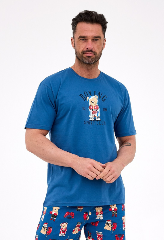 Férfi pizsama Cornette 326/296 Boxer farmer- pamut, rövid ujjú, kényelmes és elegáns