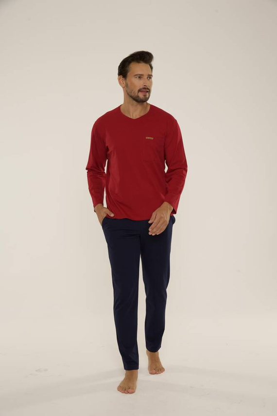 683 Kevin Forex Férfi pizsama - bordó - tengerészkék