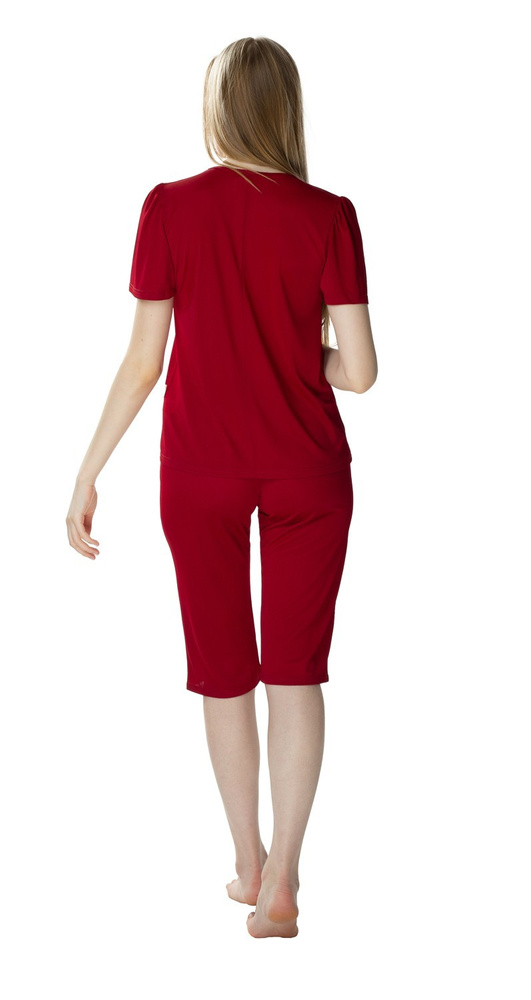 3639 Matylda Női pizsama Mewa bordó-vizkózselyem, lengyel termék, 3/4-es hosszúságban