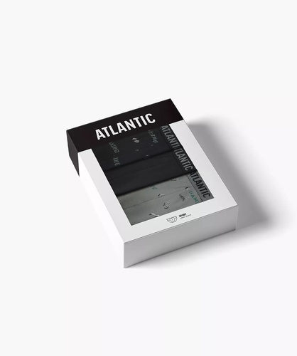 Atlantic férfi alsónadrág 3MP-206/25 fekete khakipamut, 3 darab, klasszikus szabás, 3 csomag, klasszikus szabás