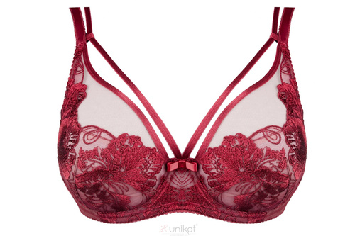 Unikat Marissa soft melltartó bordó csipke pántokkal elegáns