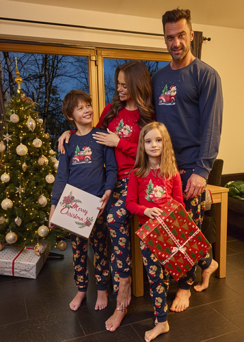 671/422 Teddy Cornette női pizsama - karácsonyi, piros, pamut, hosszú ujjú, hosszú ujjú