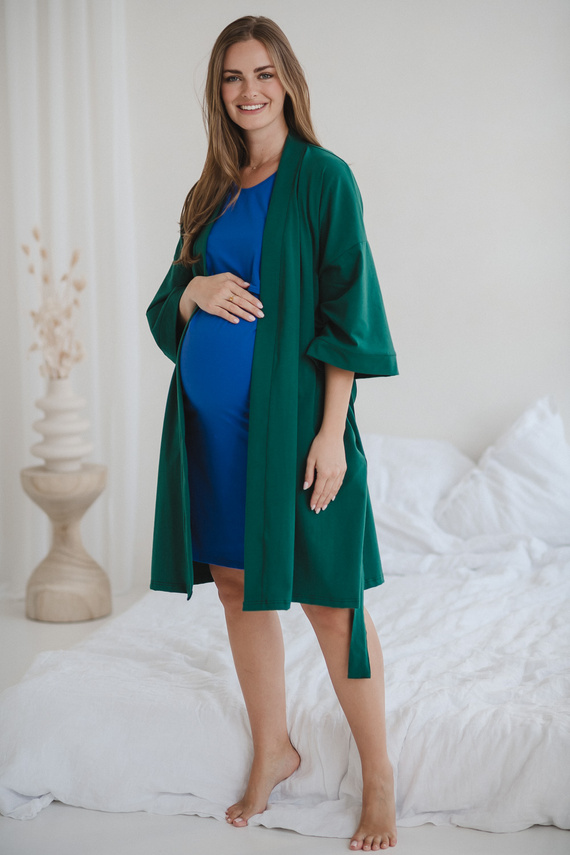 Milk&Love kismama köpeny üvegzöld - pamut elasztánnal, kényelmes, 7/8-as ujjú, pamut, elasztánnal